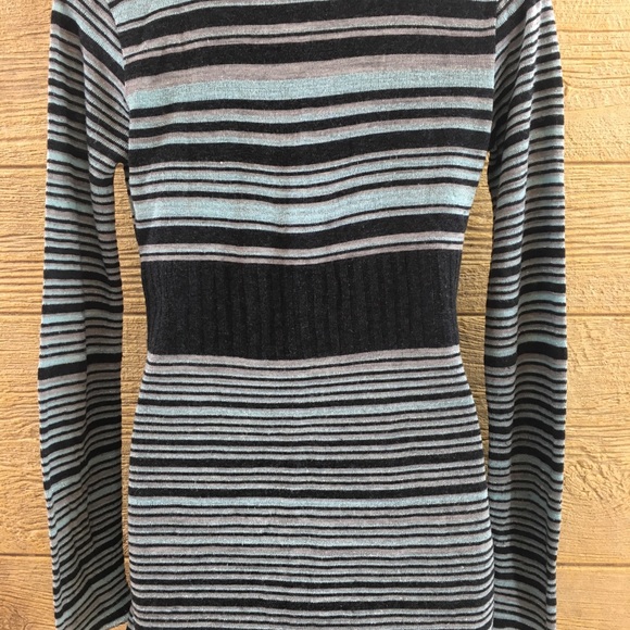 Lola Womens Shirt Medium Striped Mint Blue Black - Picture 5 of 8